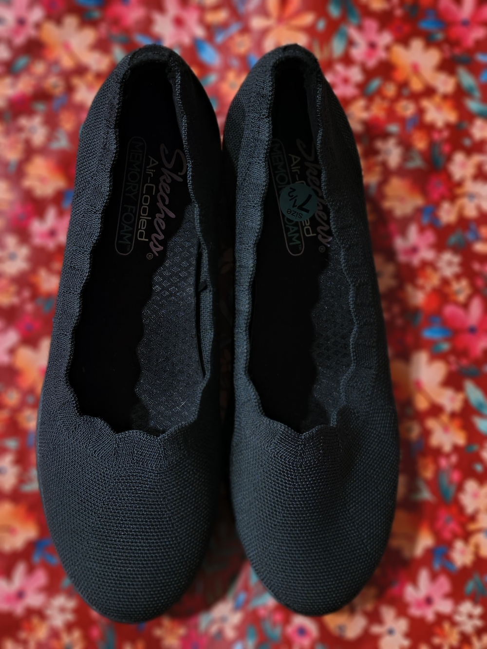 Skechers Black Knit Slip-On Ballet Flats